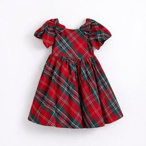 Janie and Jack Red Plaid Holiday Dress Size 4 Girls Tulle Lined Christmas Party